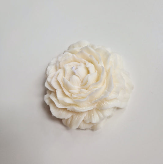 close up of white peony candle